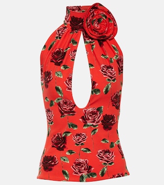 Floral-appliqué cutout halterneck top | Magda Butrym