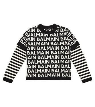 Logo intarsia wool-blend sweater | Balmain Kids