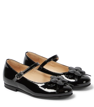 Floral-appliqué patent leather ballet flats | Il Gufo