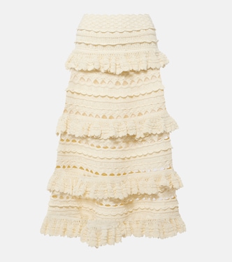 Waverly ruffled crochet midi skirt | Zimmermann