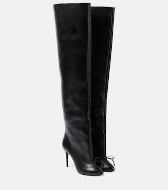 Bow-detail leather over-the-knee boots | Alaïa