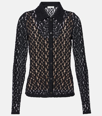 Floral sheer smocked lace top | Vince