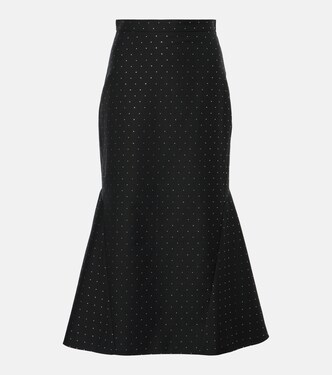 Polka-dot cotton and wool lamé midi skirt | Erdem