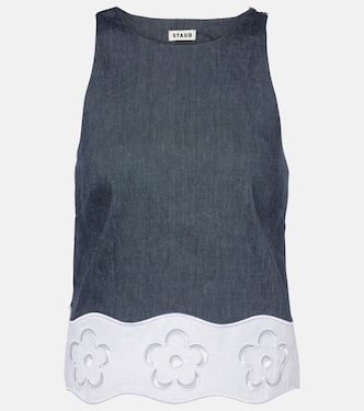 Parma pleated linen-blend tube top | Staud