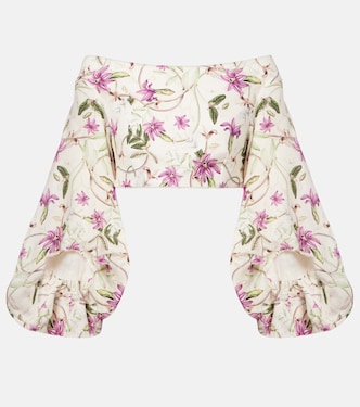 Duria floral linen crop top | Agua by Agua Bendita