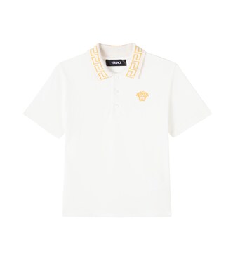 Greca cotton piqué polo shirt | Versace Kids