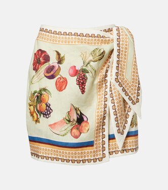 Mercado printed linen wrap skirt | Alémais