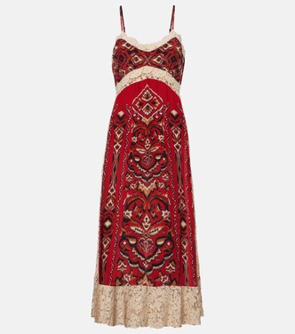 Ainika Pineapple Ikat lace-trimmed midi dress | Farm Rio