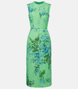 Robe midi en lin à fleurs | Erdem