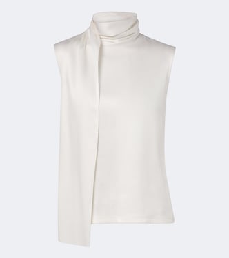 Scarf-detail silk-blend satin top | Bottega Veneta
