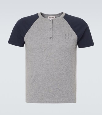 Henley-Top aus Baumwoll-Jersey | Miu Miu