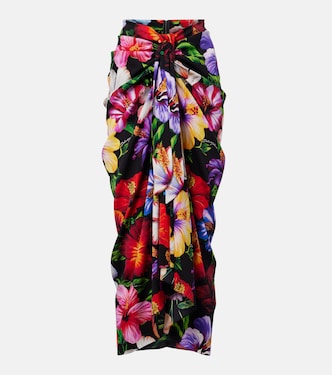 Draped floral silk-blend midi skirt | Dolce&Gabbana