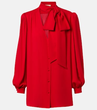 Tie-neck silk georgette blouse | Valentino