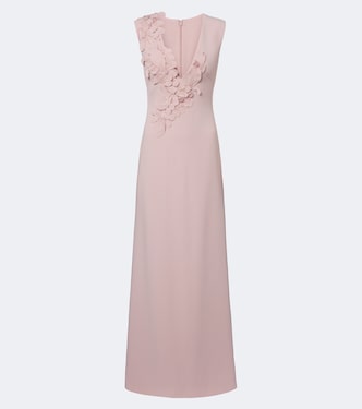 Jevi embellished floral appliqué crepe gown | Costarellos