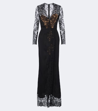 Lace-trimmed cotton and silk-blend gown | Elie Saab