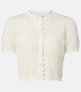 Pointelle cropped cardigan | Self-Portrait