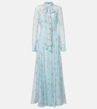 Lilith bow-detail floral chiffon maxi dress | Leo Lin