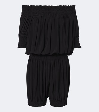 Gathered off-shoulder romper | Norma Kamali