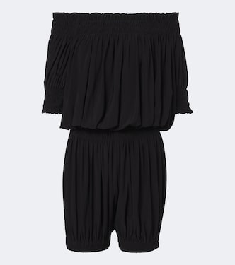 Gathered off-shoulder romper | Norma Kamali