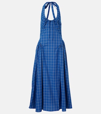 Del Ros plaid halterneck cotton midi dress | Faithfull