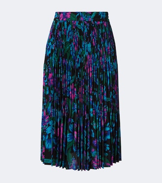 Floral plissé silk crêpe de chine midi skirt | Gucci