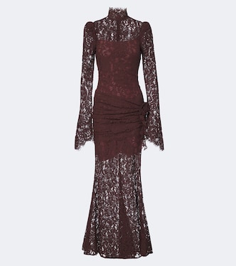 Bodita draped cotton-blend lace gown | De La Vali