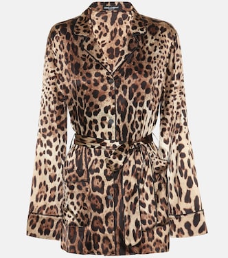Leopard-print stretch-silk satin top | Dolce&Gabbana