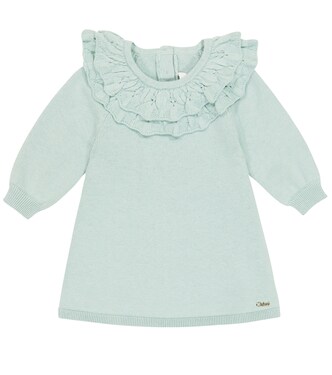 Baby ruffled cotton and wool dress | Chloé Kids