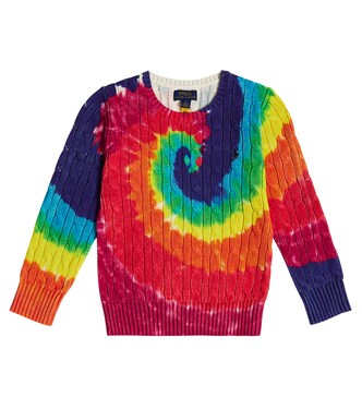 Tie-dye cable-knit cotton sweater | Polo Ralph Lauren Kids