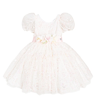 Ludovica embellished puff-sleeve tulle dress | Monnalisa