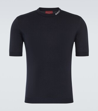 Camiseta de seda y algodón con logo | Gucci