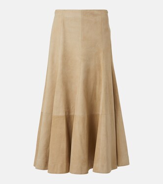 Lenno suede midi skirt | Khaite