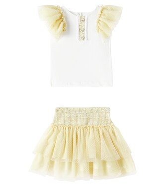 Ruffled cotton-blend top and skirt set | Patachou