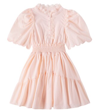 Scalloped shirred lace-trimmed cotton dress | Petite Amalie  