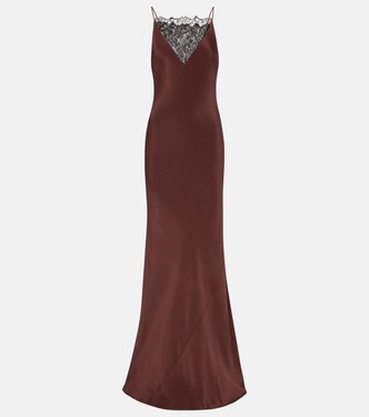 Lace-trimmed silk satin gown | Roland Mouret