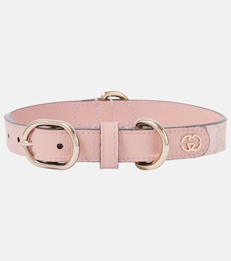 GG leather-trimmed dog collar | Gucci