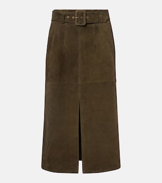 Alexie belted suede midi skirt | Veronica Beard