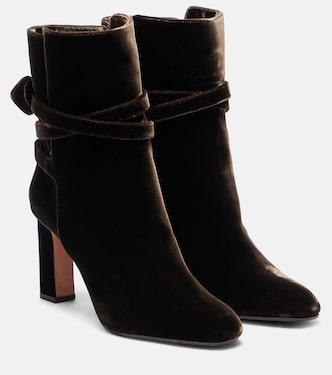 Very Bow 85 velvet ankle boots | Aquazzura