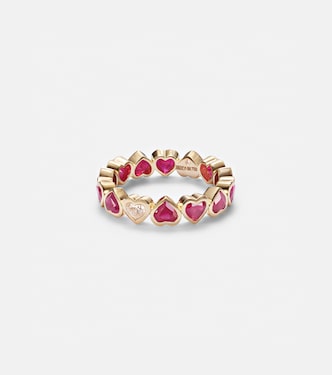 18kt yellow gold ring with rubies and diamonds  | Shay Jewelry