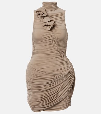 Floral-appliqué ruched minidress | Magda Butrym