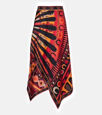 Soleil asymmetric silk twill midi skirt | Pucci