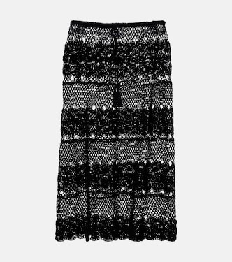 Filigree crochet cotton midi skirt | Anna Kosturova