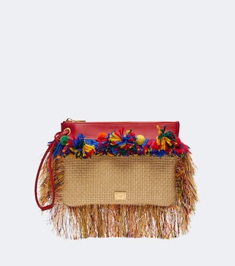 Fringed raffia-effect pouch | Dolce&Gabbana