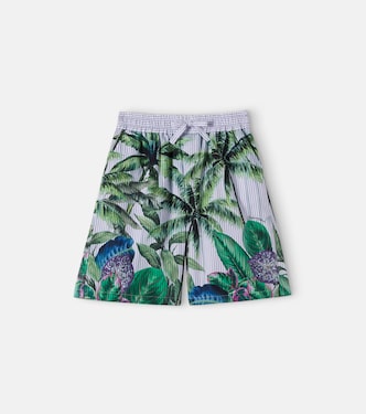 Printed striped cotton Bermuda shorts | Dolce&Gabbana Kids