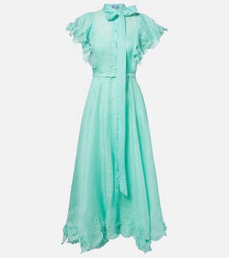 Elsie tie-neck linen and silk maxi dress | Leo Lin