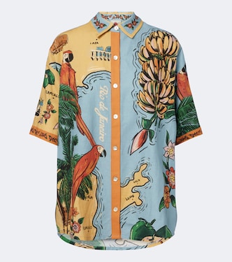 Beach Path printed linen-blend shirt | Farm Rio
