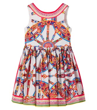 Carretto printed cotton poplin dress | Dolce&Gabbana Kids