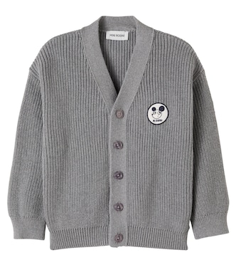 Patch-appliqué knitted cotton cardigan | Mini Rodini