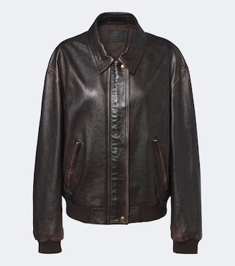 Oversized leather blouson jacket | Prada