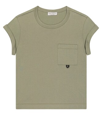 Embellished cotton jersey T-shirt | Brunello Cucinelli Kids